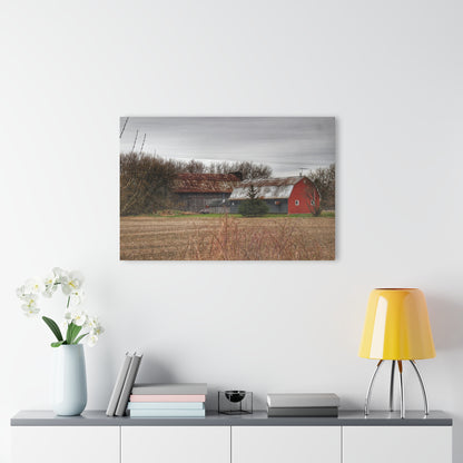 U R There Photography South Summers Road Rusted Grey and Little Red Rustic Farmhouse Acrylic Wall Print