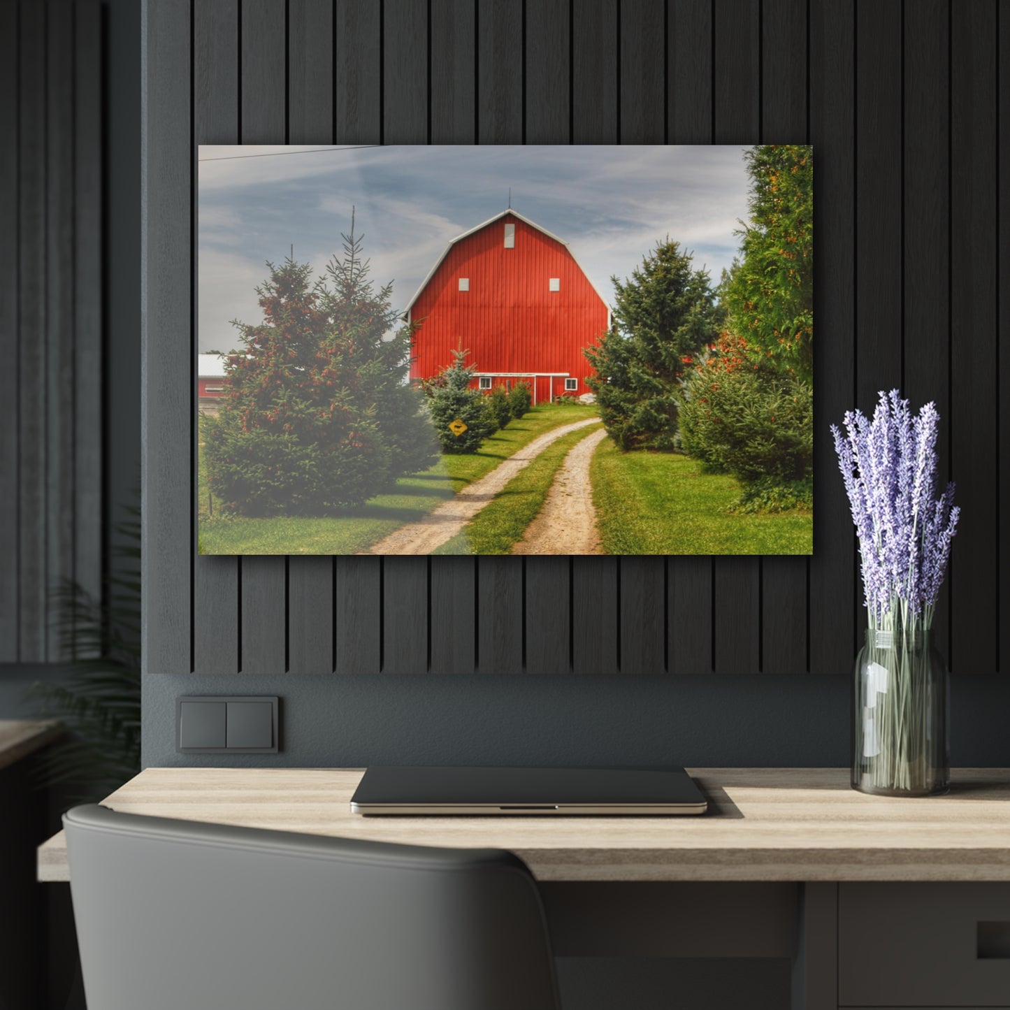 U R There Photography Brown City Road Pine Red Rustic Farmhouse Acrylic Wall Print