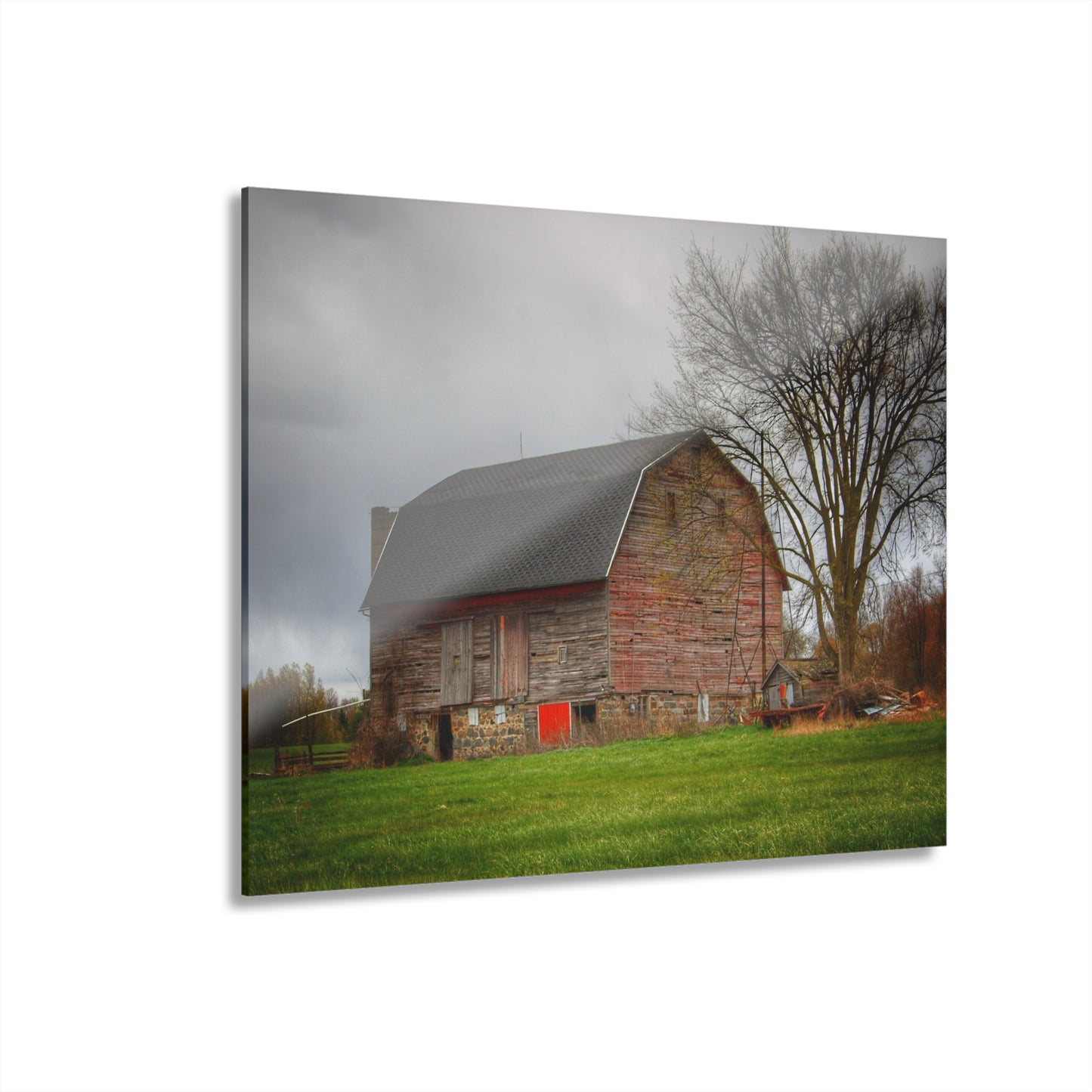U R There Photography Ashley Drive Fieldstone Red Rustic Farmhouse Acrylic Wall Print