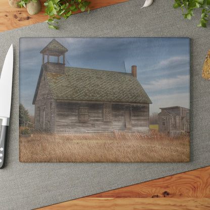 U R There Photography McKenzie Road Old Schoolhouse Rustic Farmhouse Tempered-Glass Cutting Board