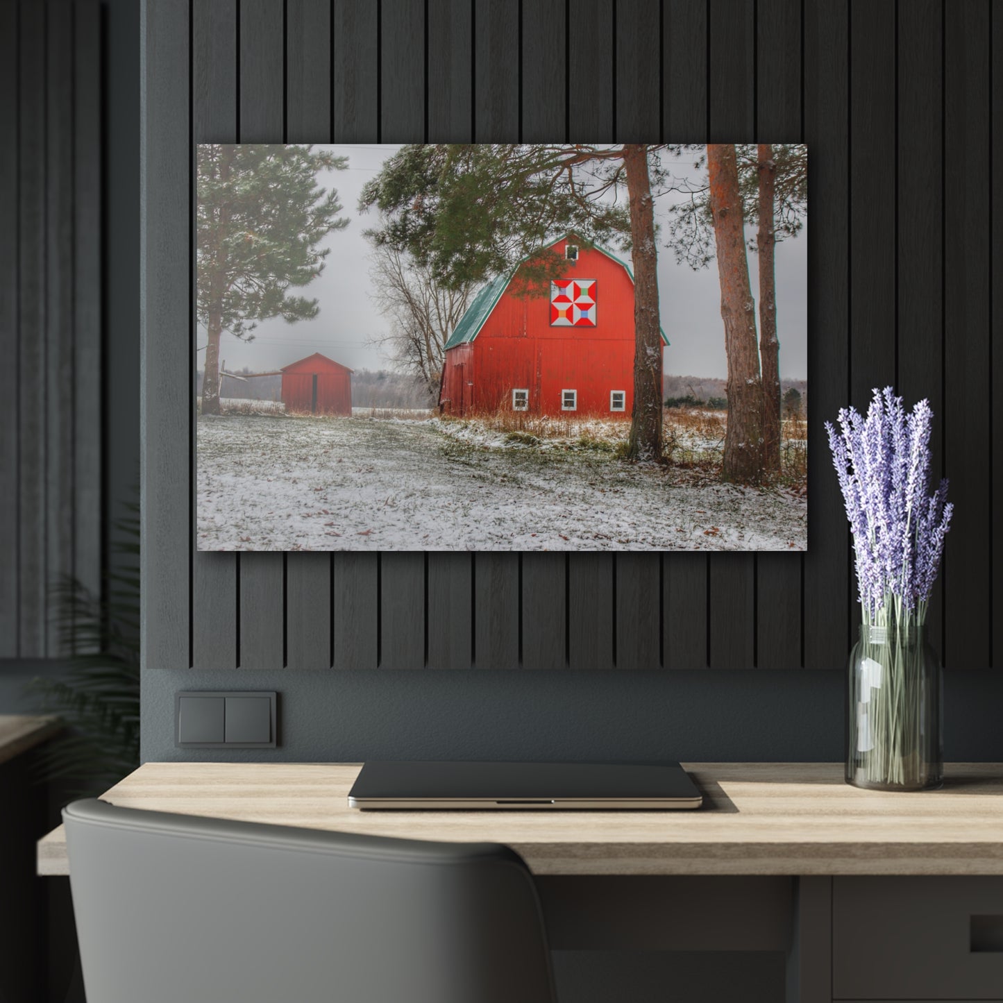 U R There Photography McKail Road Quilted Red Rustic Farmhouse Acrylic Wall Print