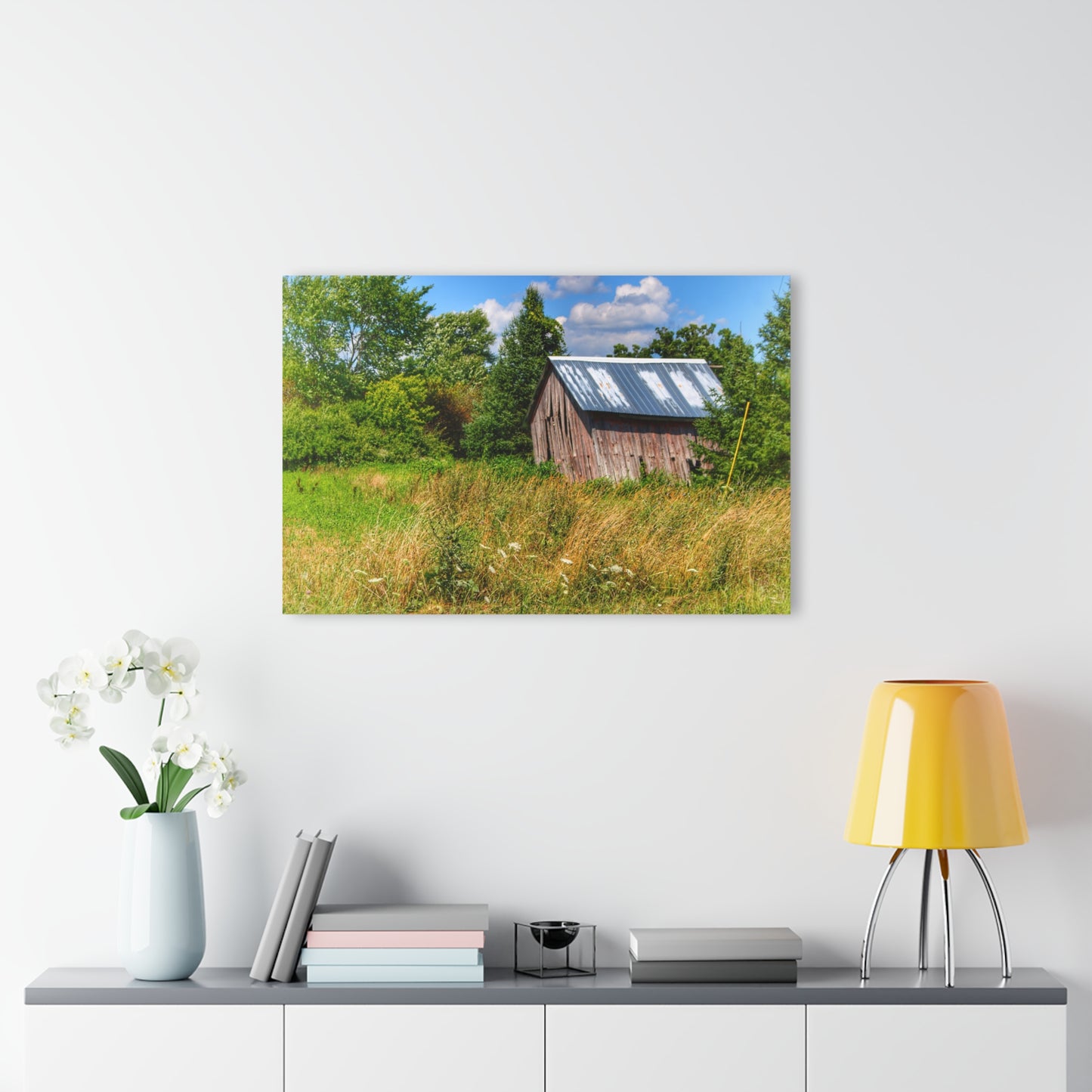 U R There Photography Lake Road Little Crooked Grey Rustic Farmhouse Acrylic Wall Print