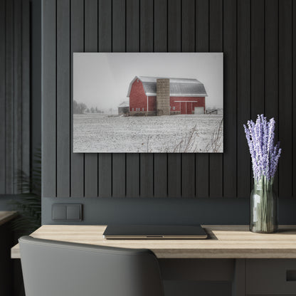U R There Photography Winter Red Rustic Farmhouse Acrylic Wall Print