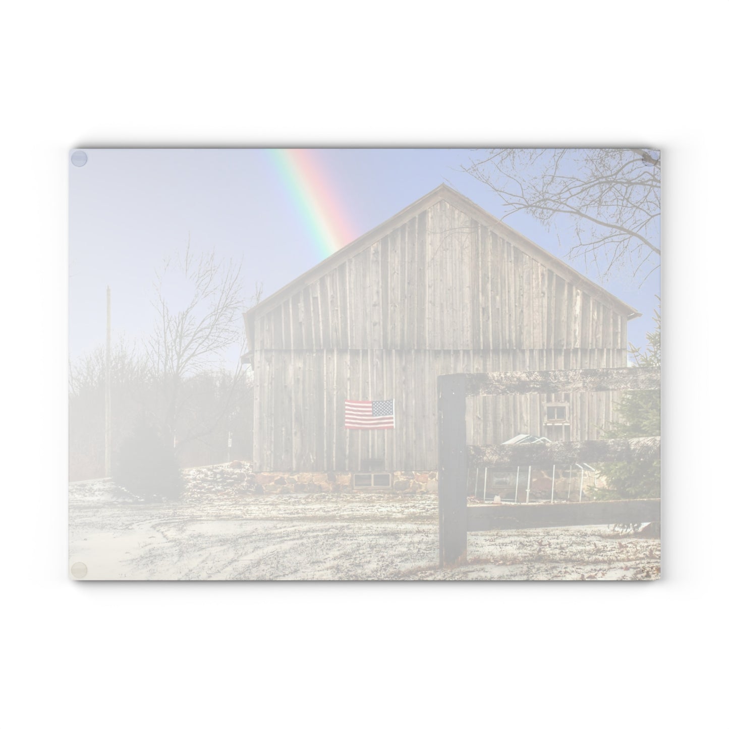 U R There Photography Barn Blessings on Sutton Road Rustic Farmhouse Tempered-Glass Cutting Board 8"x 11"