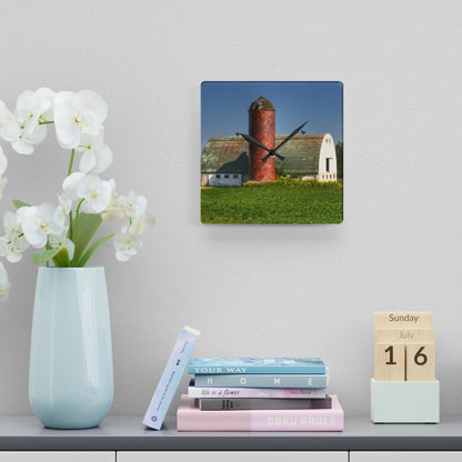 U R There Photography Elba White and Silo Rustic Farmhouse Acrylic Analog Wall Clock