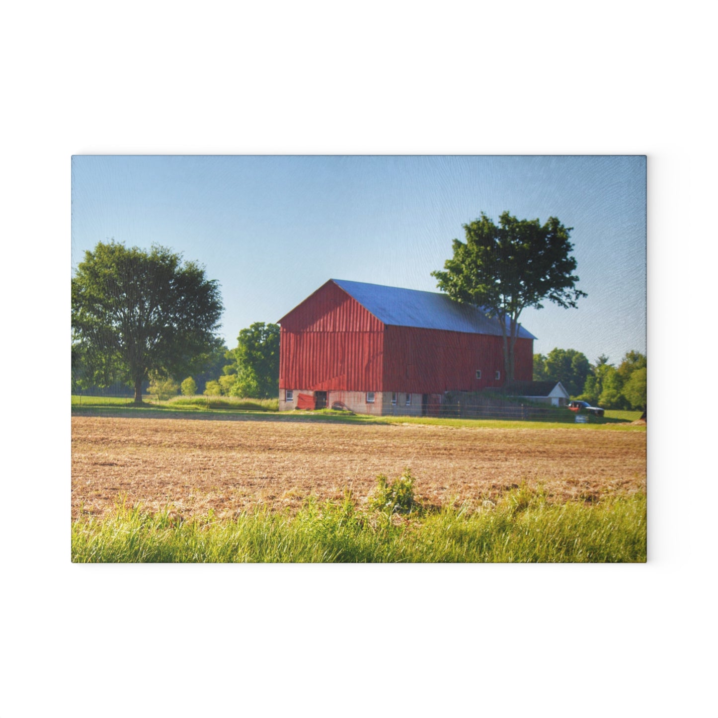 U R There Photography Morris Road Red Rustic Farmhouse Tempered-Glass Cutting Board