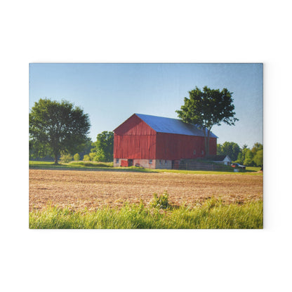 U R There Photography Morris Road Red Rustic Farmhouse Tempered-Glass Cutting Board