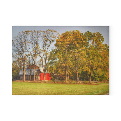 U R There Photography Barkley Road Red II Rustic Farmhouse Tempered-Glass Cutting Board
