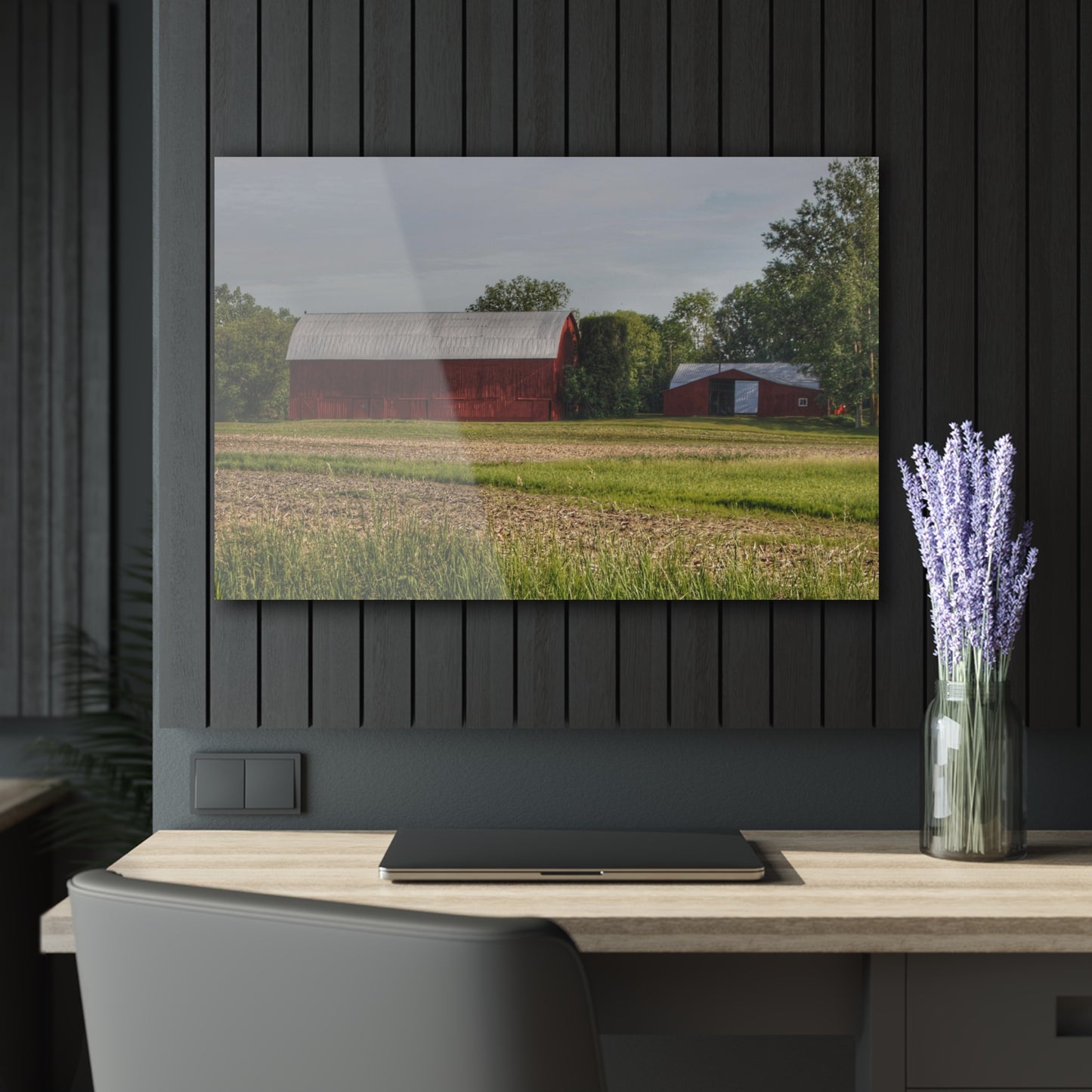 U R There Photography Catlin Road Reds Rustic Farmhouse Acrylic Wall Print