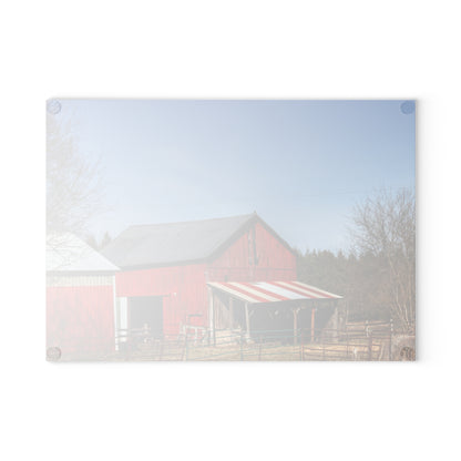 U R There Photography Cass City Carousel Red Rustic Farmhouse Tempered-Glass Cutting Board