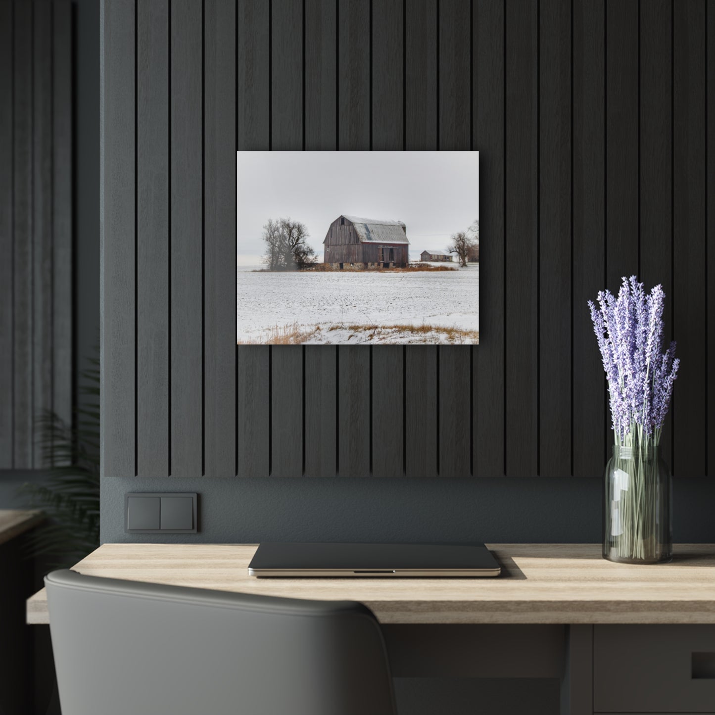 U R There Photography Frenchline Road Grey in Winter Rustic Farmhouse Acrylic Wall Print