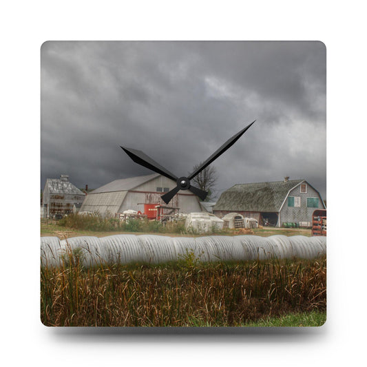 U R There Photography Waterman Road Grey I Rustic Farmhouse Acrylic Analog Wall Clock 10.75'' × 10.75'' (Square)