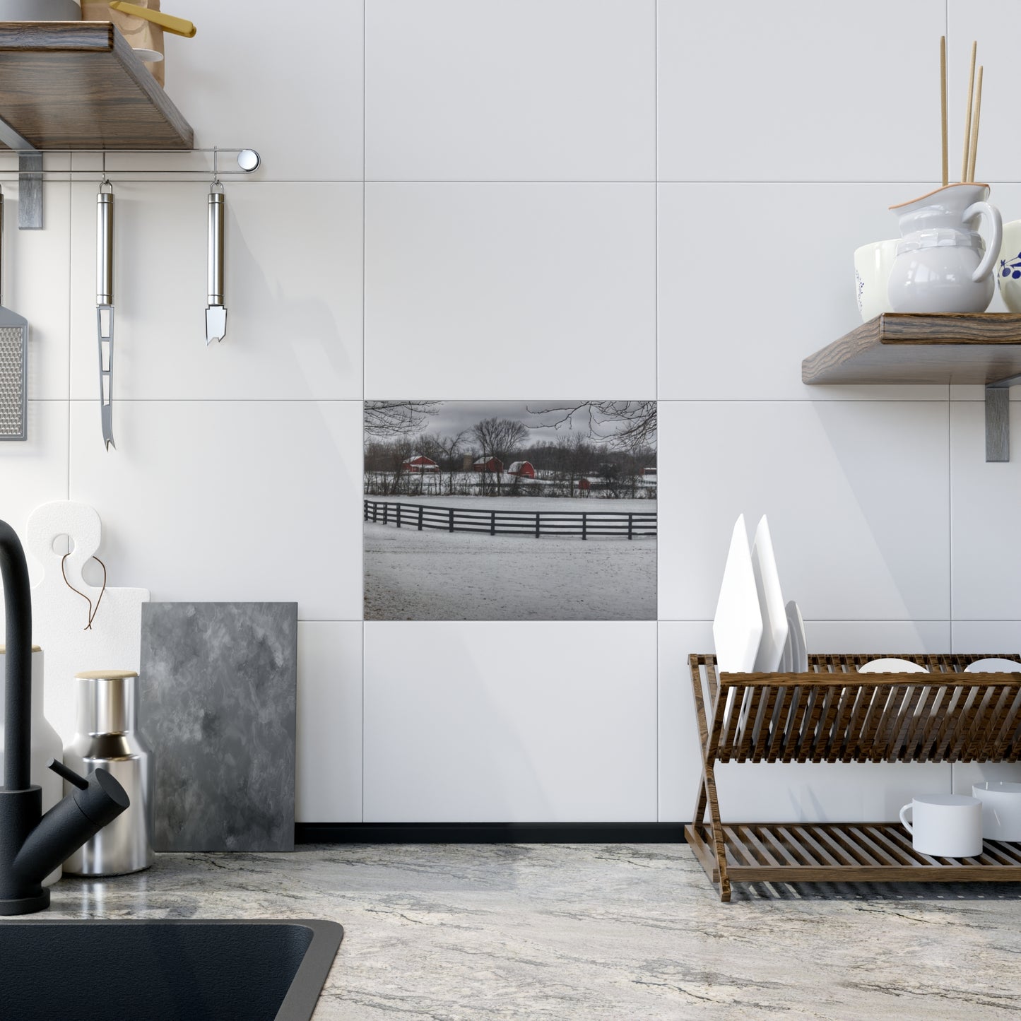 U R There Photography Barns of Barber Road II Rustic Farmhouse Decorative Ceramic Tile