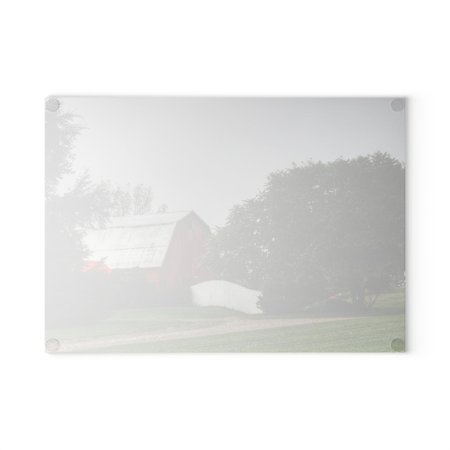 U R There Photography Bronson Lake Hidden Red II Rustic Farmhouse Tempered-Glass Cutting Board