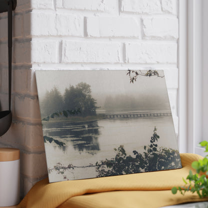 U R There Photography Bridge in Fog Rustic Farmhouse Tempered-Glass Cutting Board