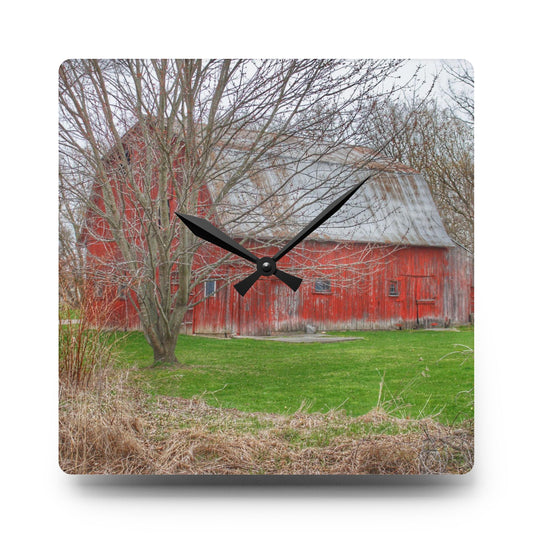 Dodge Road Rusted Red Rustic Farmhouse Acrylic Analog Wall Clock