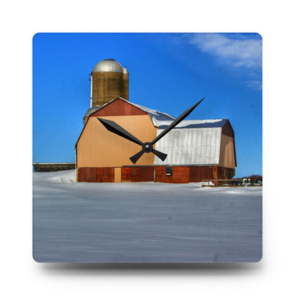 U R There Photography Bay City - Forestville Beige Barn Rustic Farmhouse Acrylic Analog Wall Clock