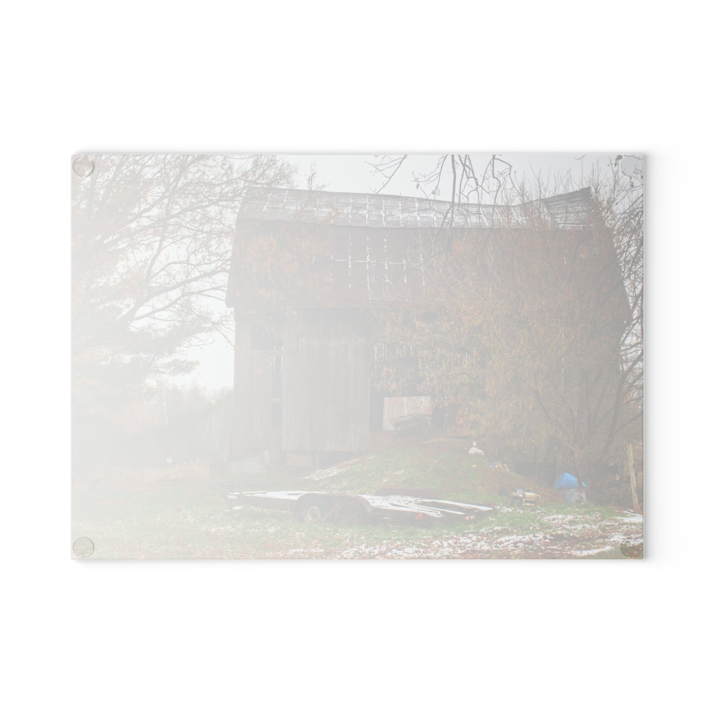 U R There Photography Frenchline Road Old Grey Rustic Farmhouse Tempered-Glass Cutting Board
