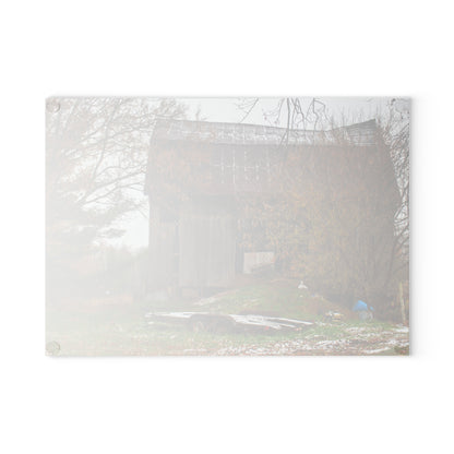 U R There Photography Frenchline Road Old Grey Rustic Farmhouse Tempered-Glass Cutting Board