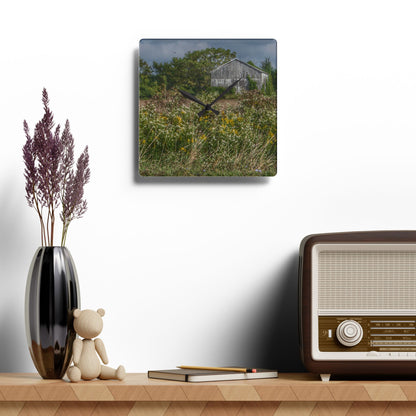 U R There Photography Almont Road Grey Rustic Farmhouse Acrylic Analog Wall Clock