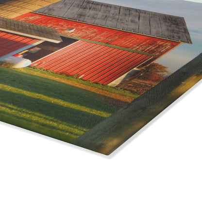 U R There Photography Peck Road Reds Rustic Farmhouse Tempered-Glass Cutting Board