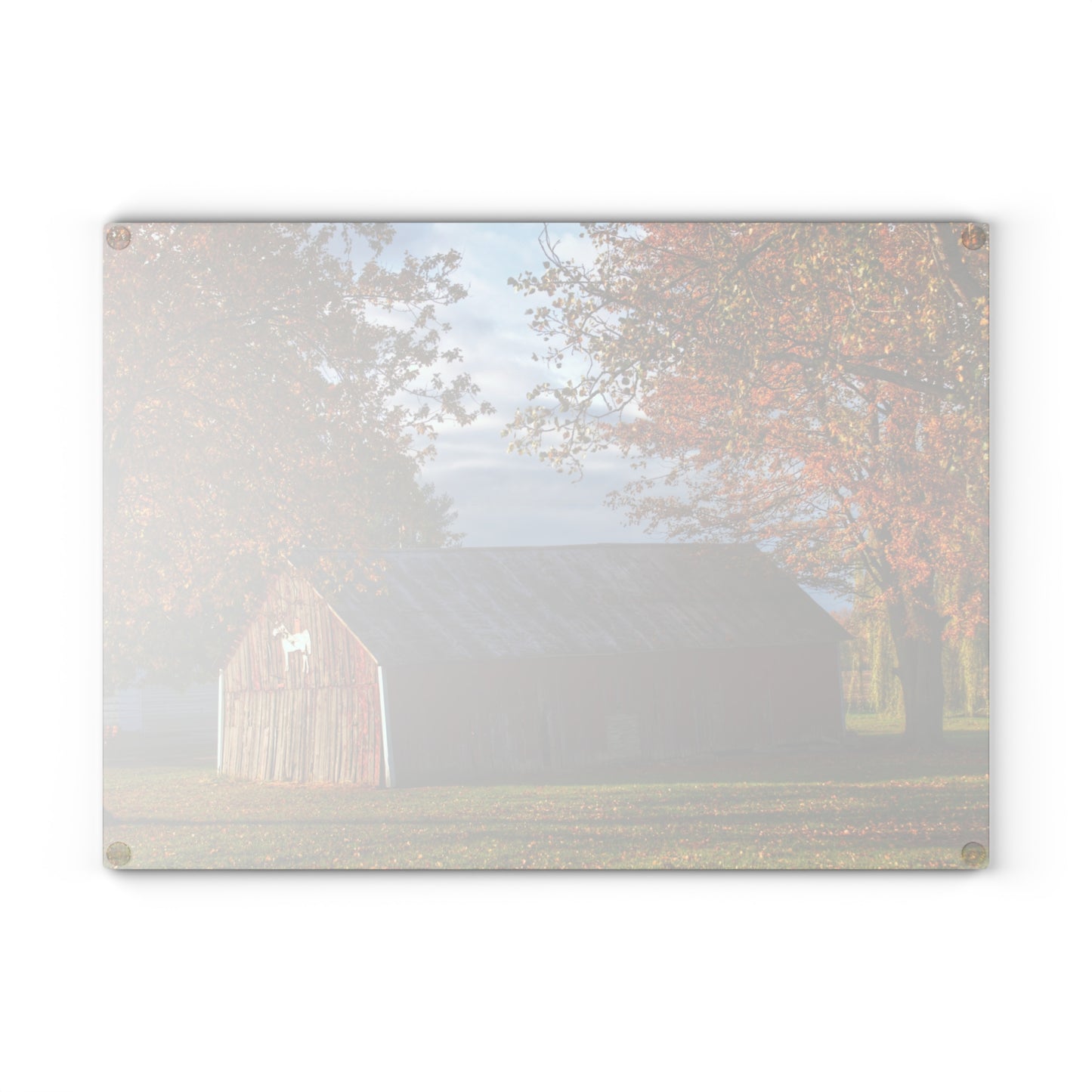 U R There Photography Marlette Road Fall Red Rustic Farmhouse Tempered-Glass Cutting Board