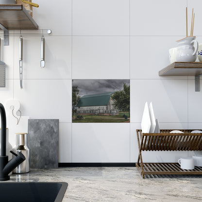 U R There Photography Bristol Road White II Rustic Farmhouse Decorative Ceramic Tile 6" × 8" Glossy
