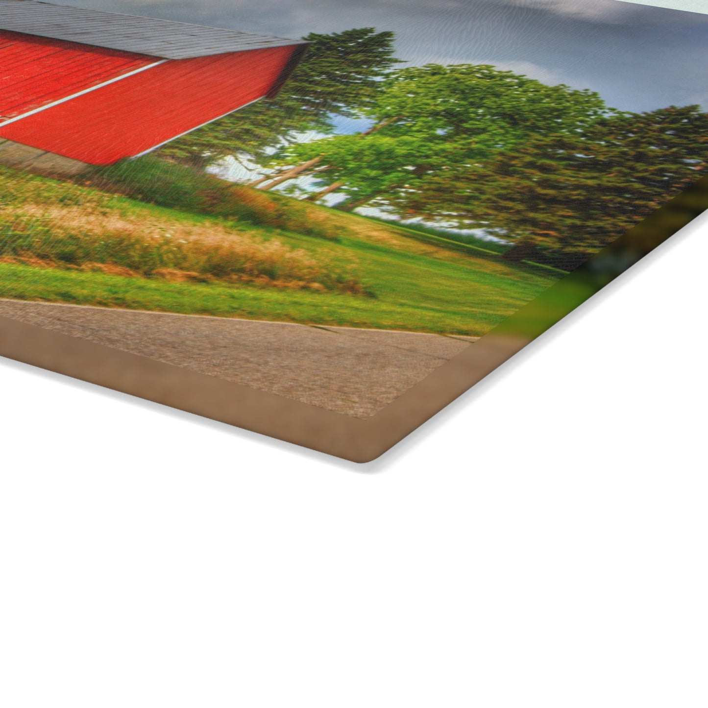 U R There Photography West Brown Horse Barn I Rustic Farmhouse Tempered-Glass Cutting Board