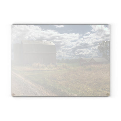 U R There Photography Haines Road Reds Rustic Farmhouse Tempered-Glass Cutting Board
