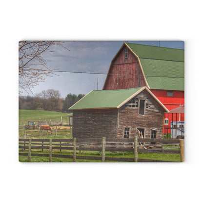 U R There Photography Oregon Road Tilted Little Grey Rustic Farmhouse Tempered-Glass Cutting Board