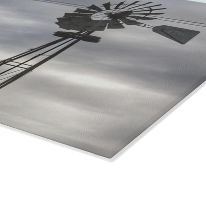 U R There Photography Valentine Road Windmill Rustic Farmhouse Tempered-Glass Cutting Board