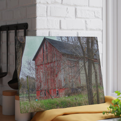 U R There Photography Lake George Red I Rustic Farmhouse Tempered-Glass Cutting Board