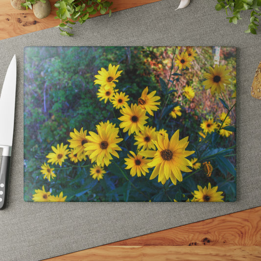 Barn Boutique Rustic Tempered-Glass Cutting Board| Bursts of Gold