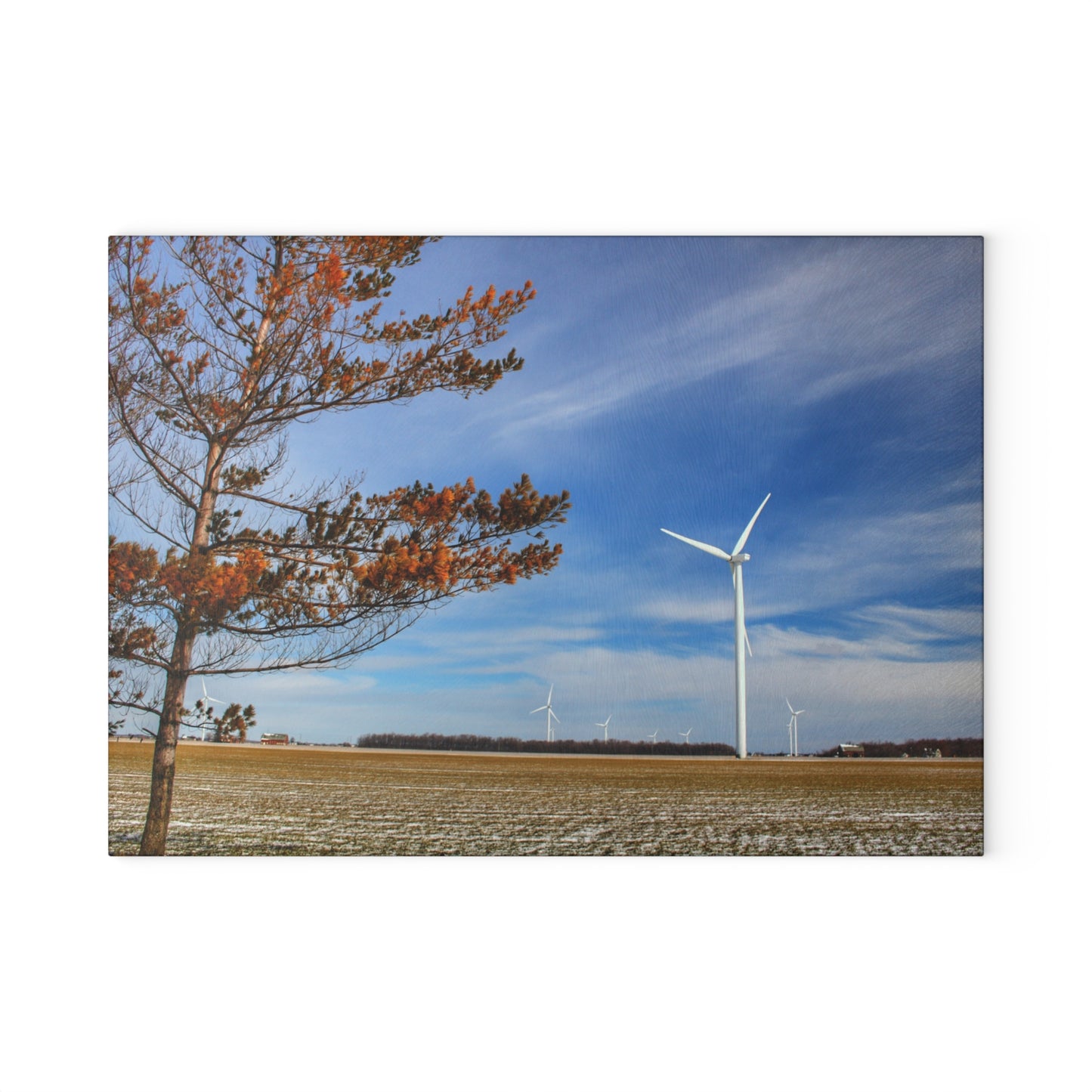 U R There Photography Winter Windmills Rustic Farmhouse Tempered-Glass Cutting Board