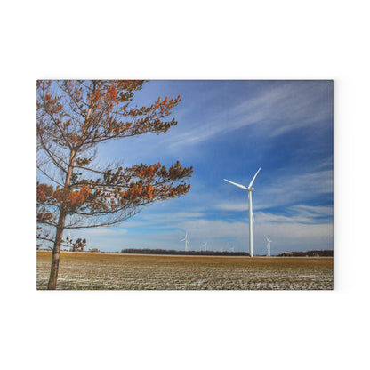U R There Photography Winter Windmills Rustic Farmhouse Tempered-Glass Cutting Board