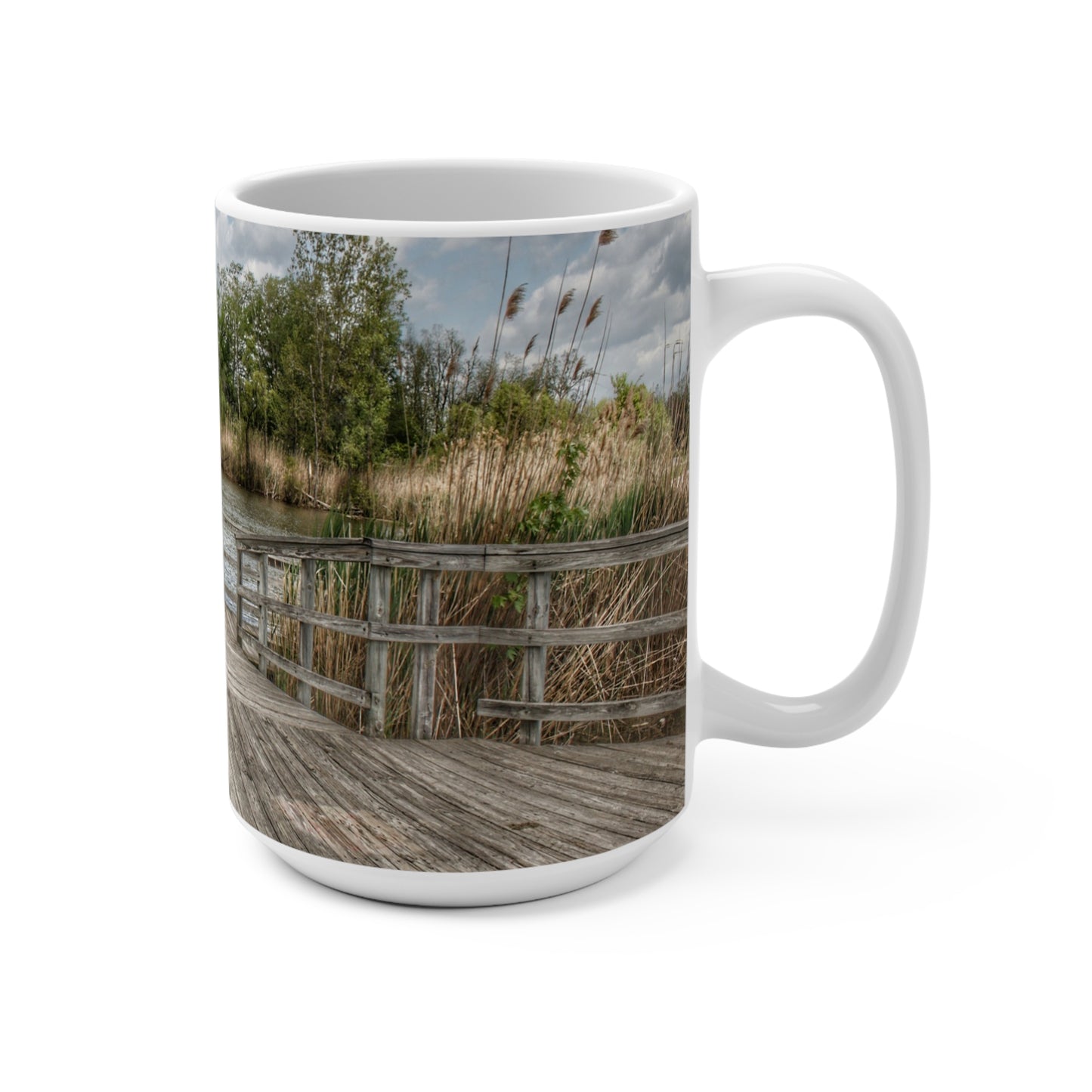 Rustic Farmhouse Coffee Mug featuring Bridge Overlooking Water Tower Park in Lapeer