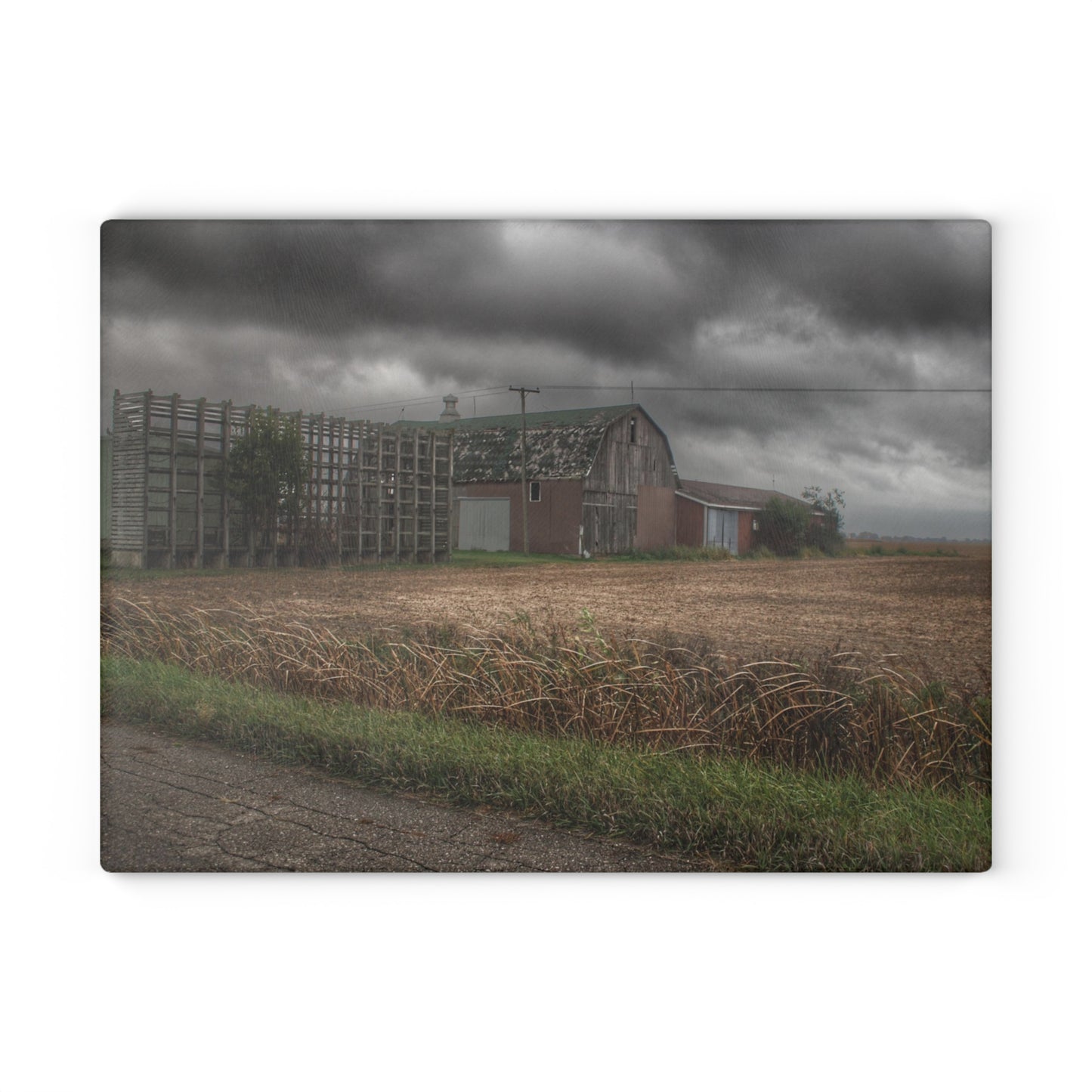 U R There Photography Weaver Road Brown I Rustic Farmhouse Tempered-Glass Cutting Board