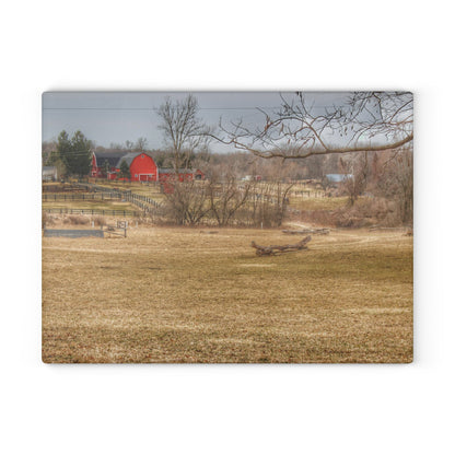 U R There Photography Beyond the Trees on Rock Valley Road Rustic Farmhouse Tempered-Glass Cutting Board
