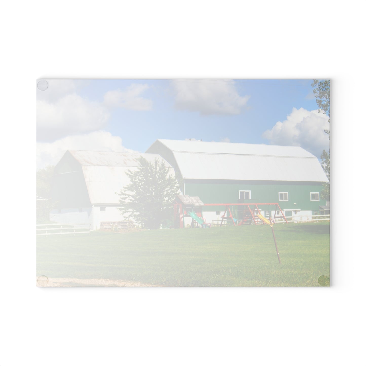 U R There Photography Hough Road Green Rustic Farmhouse Tempered-Glass Cutting Board