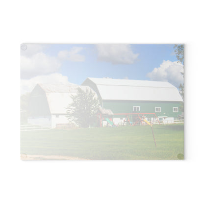U R There Photography Hough Road Green Rustic Farmhouse Tempered-Glass Cutting Board
