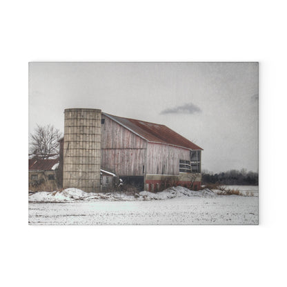 U R There Photography Babcock Road Grey Rustic Farmhouse Tempered-Glass Cutting Board