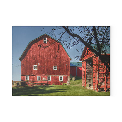 U R There Photography Gardner Road Red II Rustic Farmhouse Tempered-Glass Cutting Board