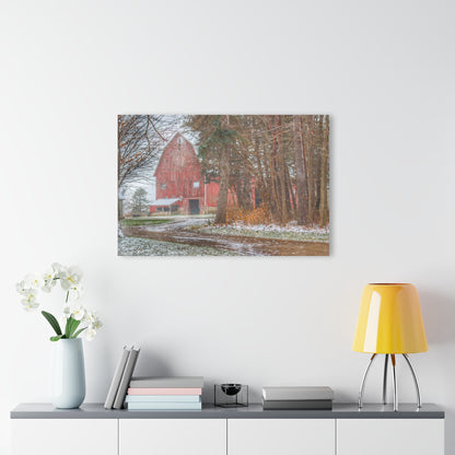 U R There Photography Tubspring Road Hidden Winter Red Rustic Farmhouse Acrylic Wall Print