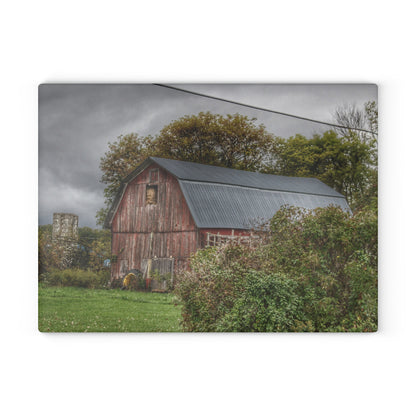 U R There Photography North Clio Road Red Rustic Farmhouse Tempered-Glass Cutting Board