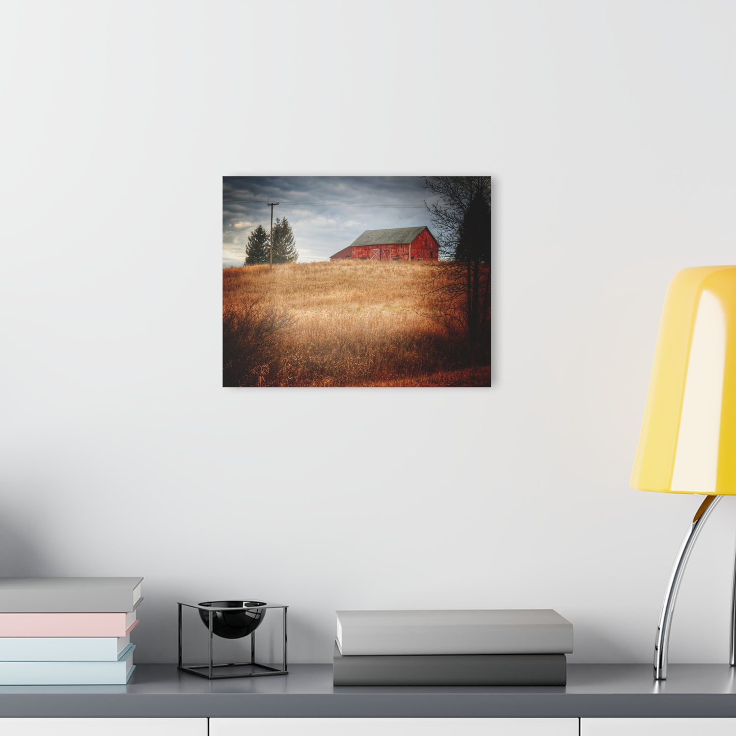 U R There Photography Grey Road Hillside Red II Rustic Farmhouse Acrylic Wall Print