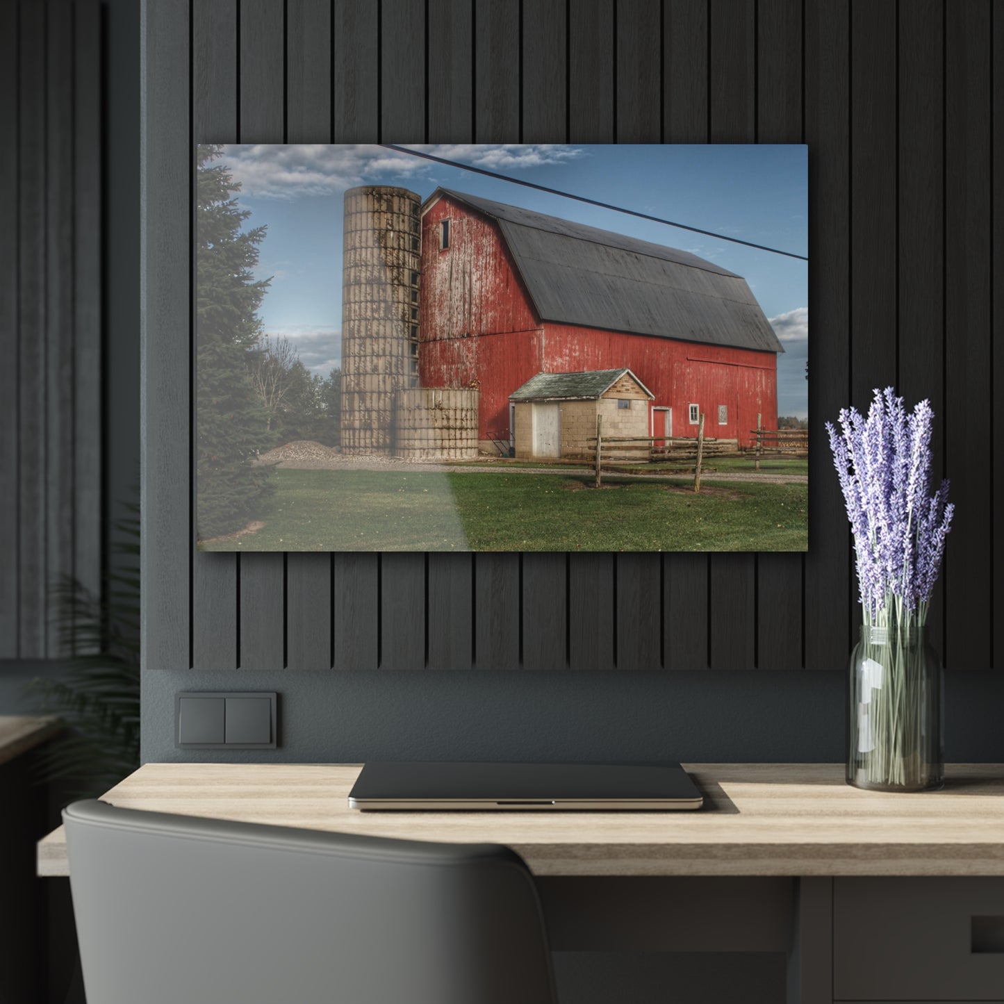 U R There Photography Brown City Lincoln Street Red Rustic Farmhouse Acrylic Wall Print