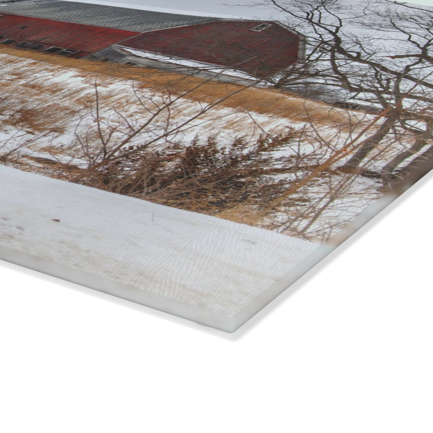 U R There Photography Hadley Red II Rustic Farmhouse Tempered-Glass Cutting Board