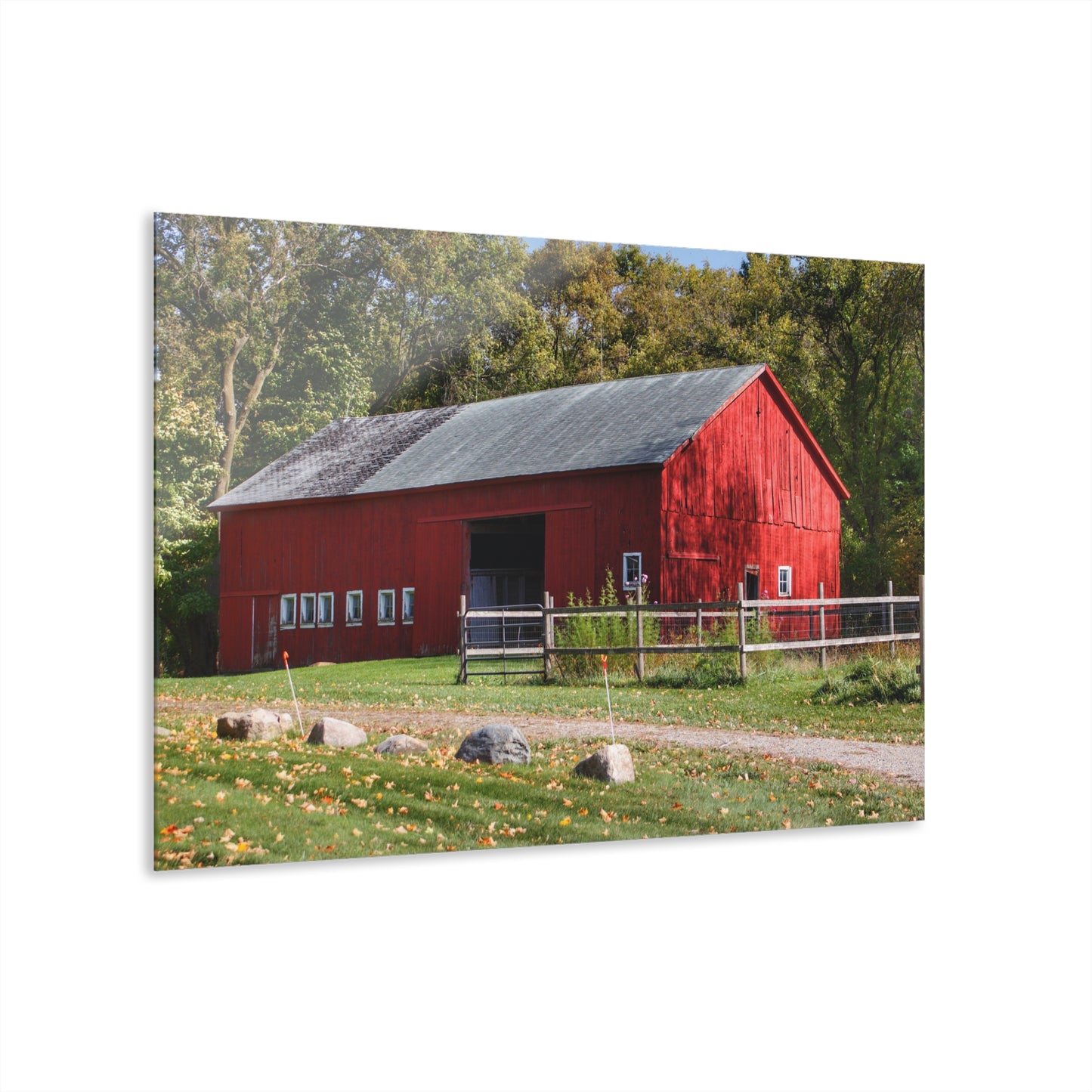 U R There Photography Hough Road Red II Rustic Farmhouse Acrylic Wall Print