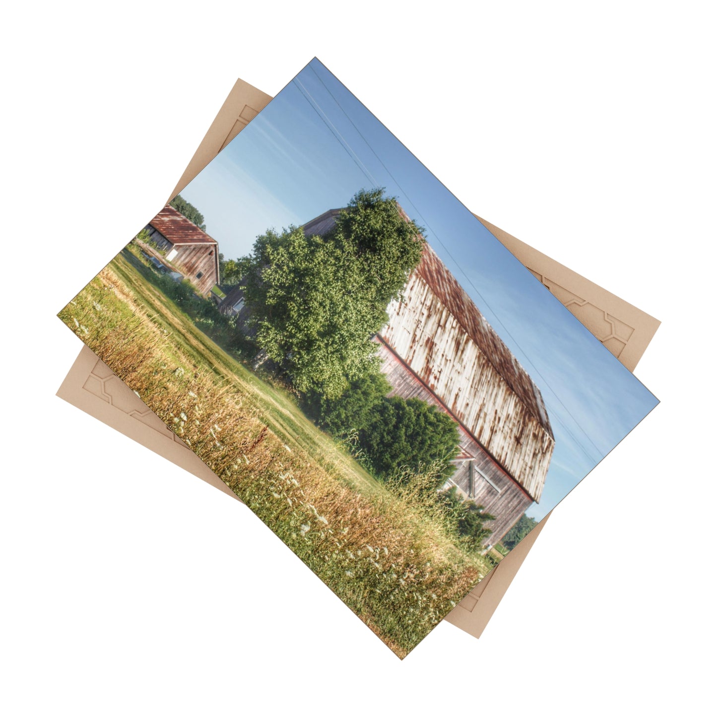 U R There Photography Barkley Road Red in Summer II Rustic Farmhouse Decorative Ceramic Tile