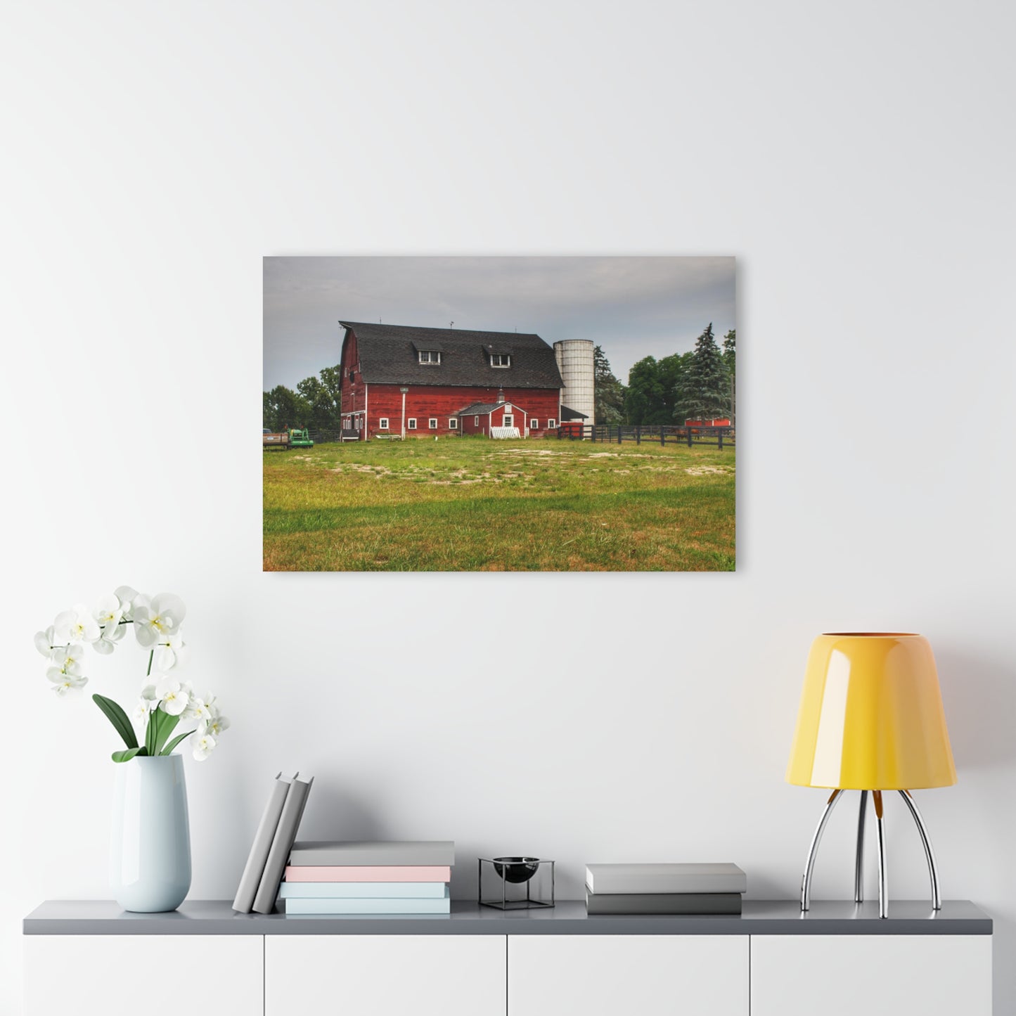 U R There Photography Oxford Old Red and Silo Rustic Farmhouse Acrylic Wall Print